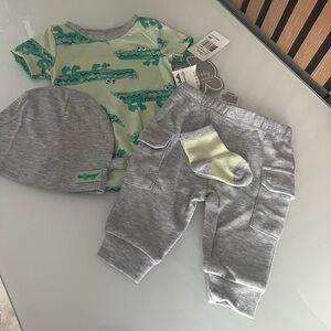 Baby Essentials Green and Gray Crocodile Matching Set
#75